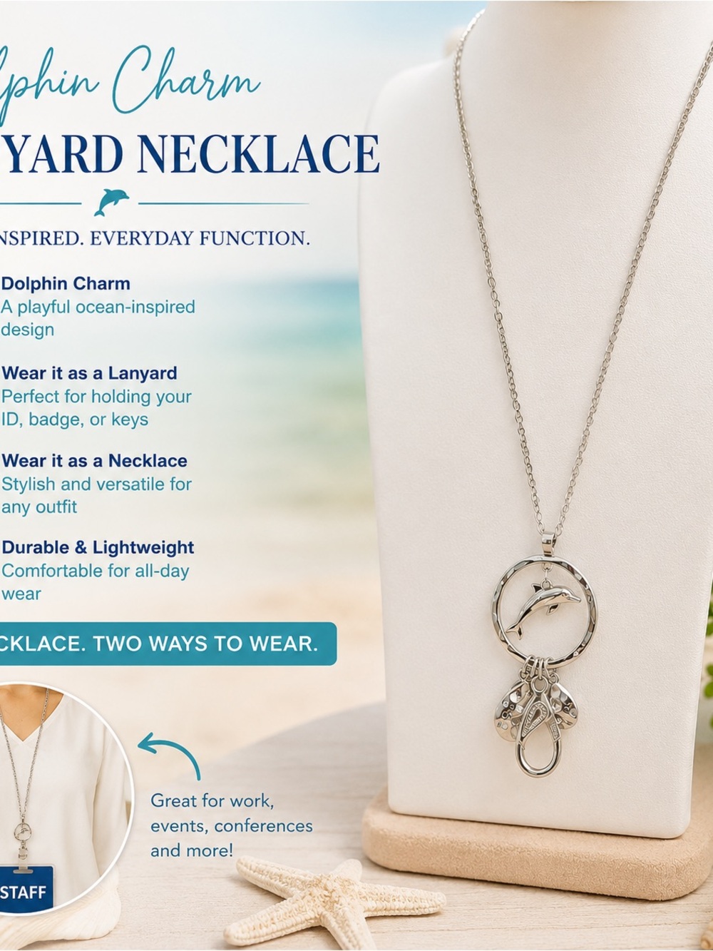 paparazzi Silver Dolphin Charm Lanyard Necklace